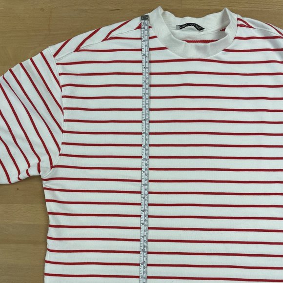 Zara Red Striped Short-Sleeve Sweatshirt - Picture 2 of 5
